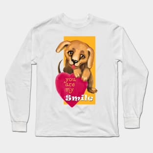 Cute dog. Baby pets. Puppy friendship love. Long Sleeve T-Shirt